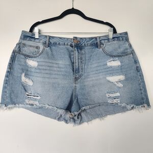 Forever 21 Light Blue Distressed Denim Shorts